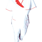 Costum Medical Pe Stil, Alb cu Elastan cu Paspoal si Guler, Model Nicoleta Image