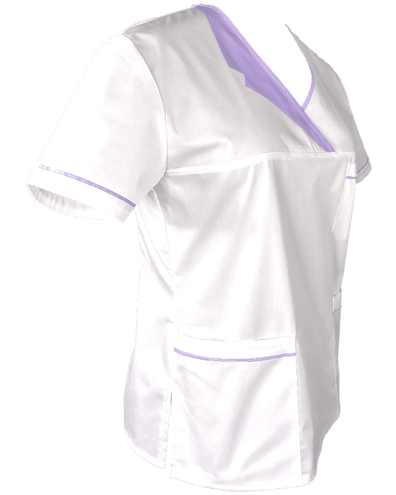 Halat Medical Pe Stil Model Nicoleta Cu Paspoal Alb Cu Elastan Si Guler - imagine 3