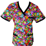 Halat Medical Pe Stil, Imprimat cu flori Cu Elastan Image