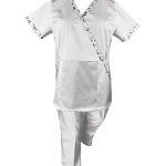 Costum Medical Pe Stil, Alb cu Elastan cu Garnitură stil Japonez, Model Marinela Image