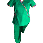 Costum Medical Pe Stil, Verde cu Elastan cu Garnitură, Model Marinela Image