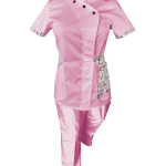 Costum Medical Pe Stil, Roz deschis cu Elastan cu Garnitură - Model Andreea Image