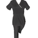 Costum Medical Pe Stil, Negru cu Elastan cu Garnitură stil Japonez, Model Sanda Image