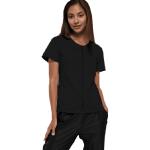 Costum Medical Pe Stil cu Elastan, Negru cu fermoar, Model Ana Image