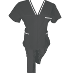 Costum Medical Pe Stil, negru cu fermoar si cu garnitura Alba - Model Adelina Image