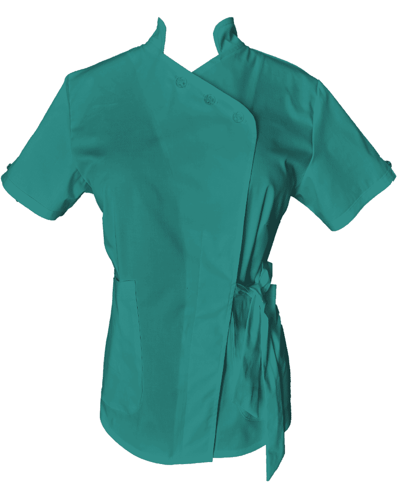 Costum Medical Pe Stil Model Andreea Verde Acvamarin cu Elastan - imagine 2