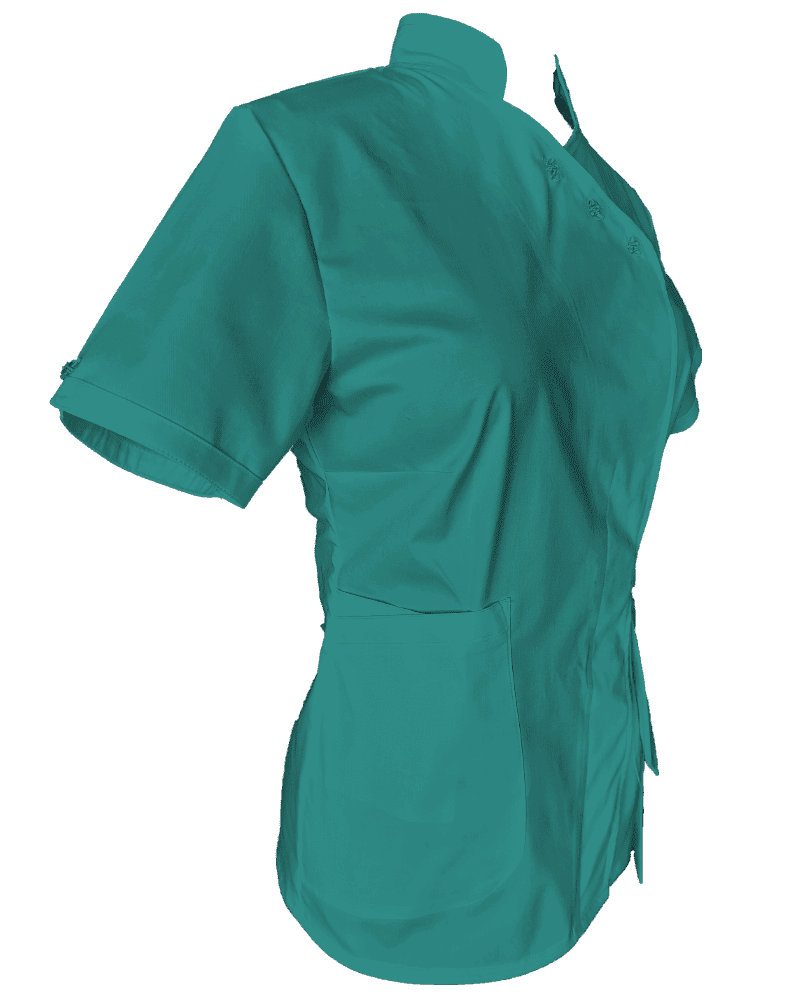 Costum Medical Pe Stil Model Andreea Verde Acvamarin cu Elastan - imagine 3