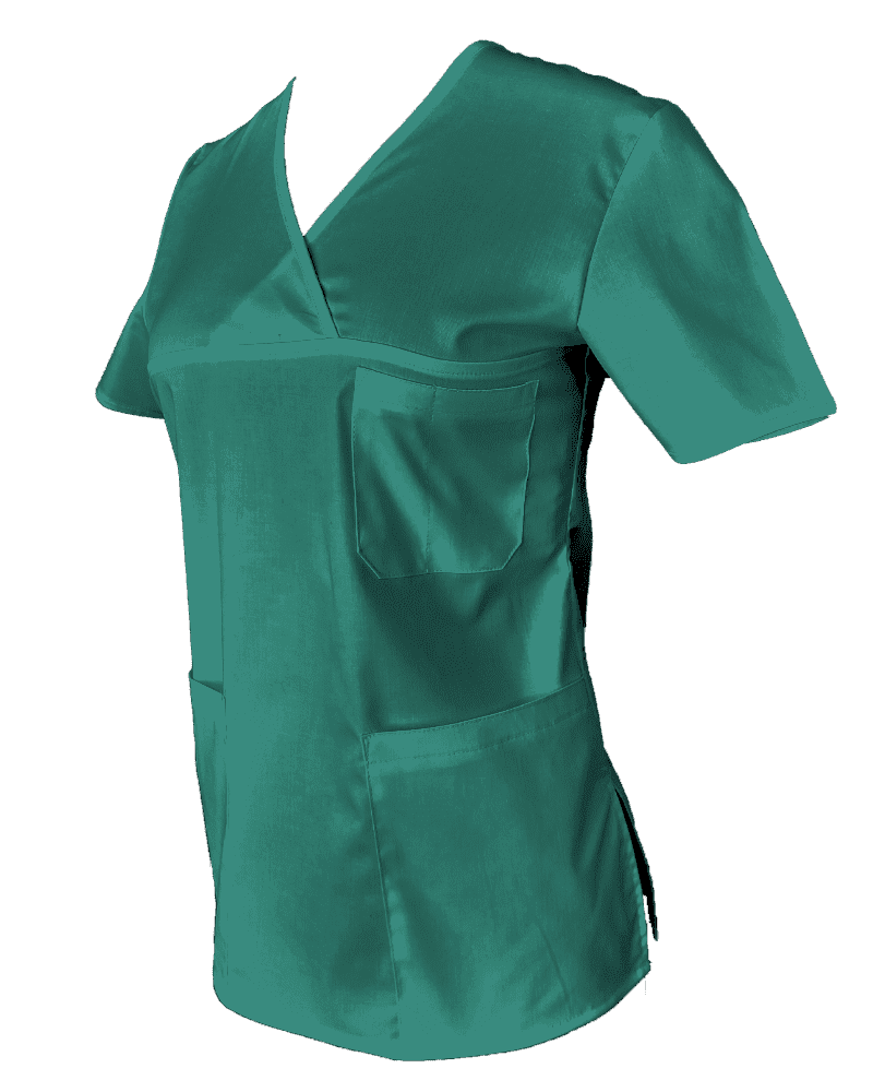 Halat Medical Pe Stil Model Classic Verde Acvamarin cu Elastan