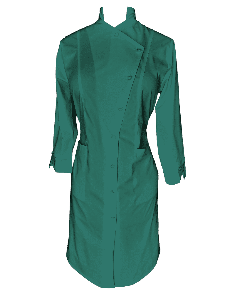 Sarafan Medical Pe Stil Model Alice cu nasturi Verde Acvamarin cu Elastan