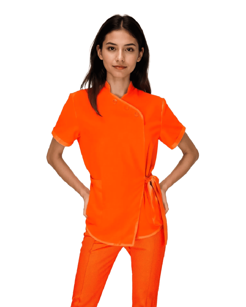 Costum Medical Pe Stil, Model Andreea, Portocaliu Electric