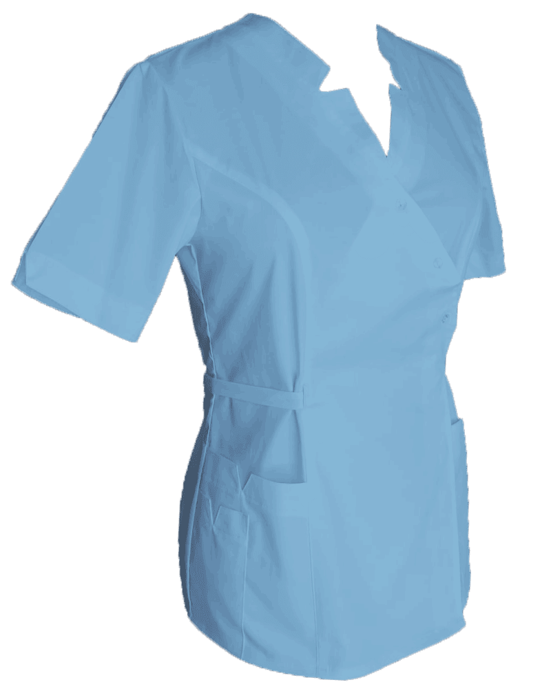 Halat Medical Pe Stil Model Imperial Tip Kimono Albastru Deschis cu Elastan - imagine 3