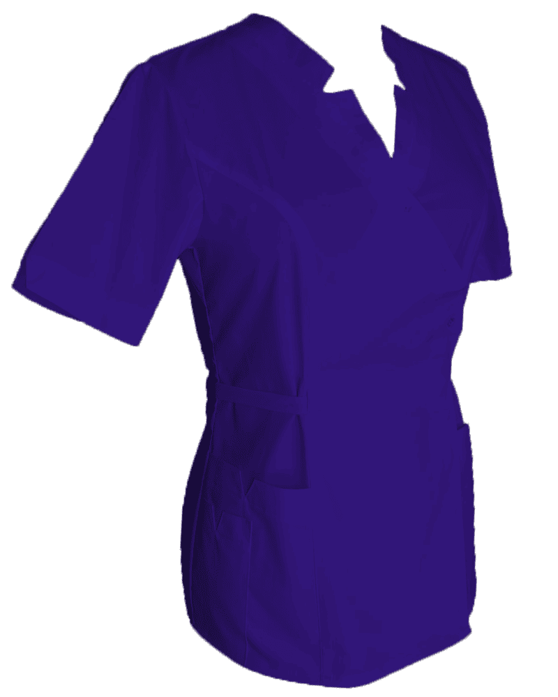 Halat Medical Pe Stil Model Imperial Tip Kimono Albastru Electric cu Elastan - imagine 2