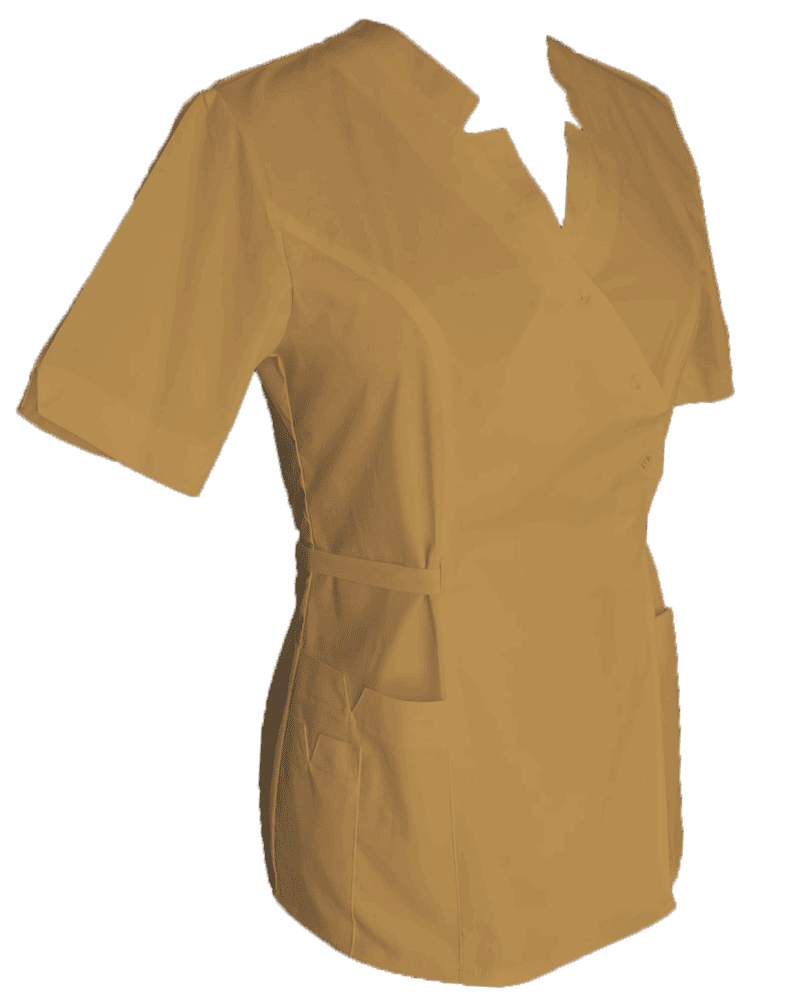 Halat Medical Pe Stil Model Imperial Tip Kimono Bej cu Elastan - imagine 3