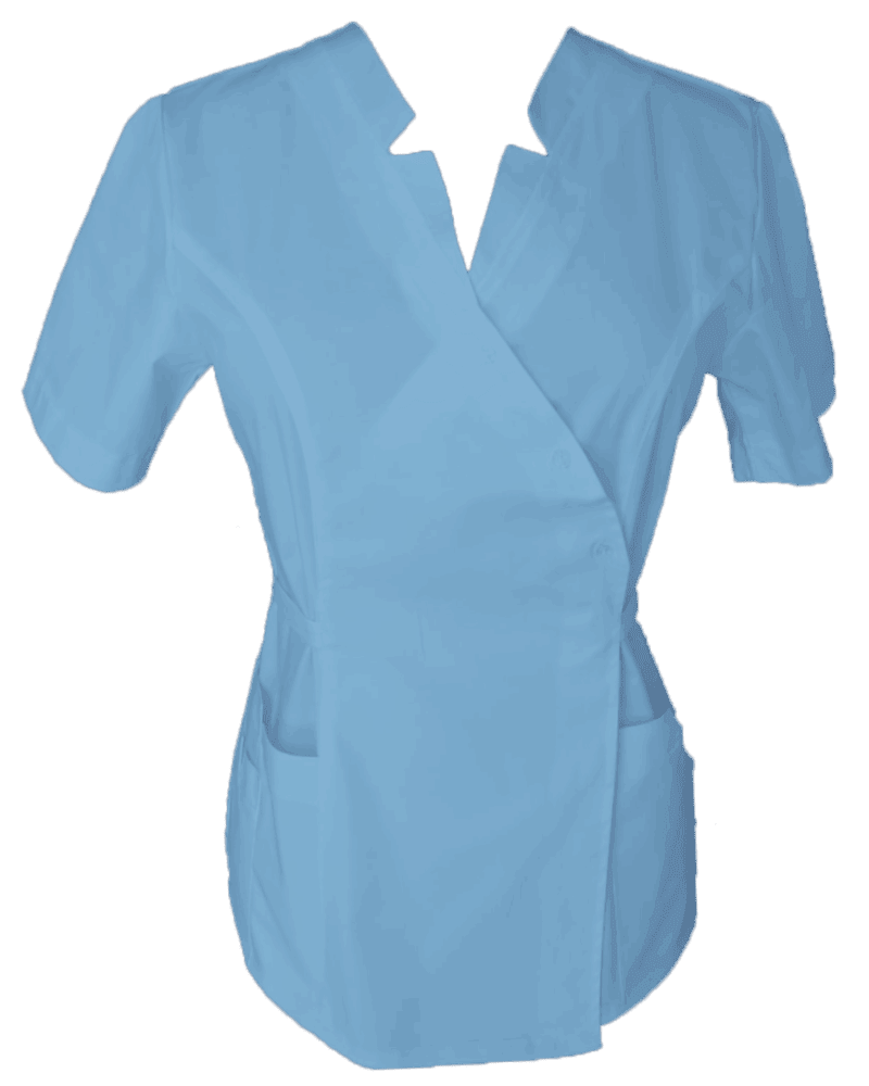 Halat Medical Pe Stil Model Imperial Tip Kimono Albastru Deschis cu Elastan - imagine 2
