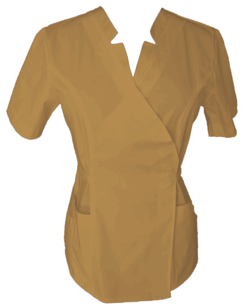 Halat Medical Pe Stil Model Imperial Tip Kimono Bej cu Elastan - imagine 2