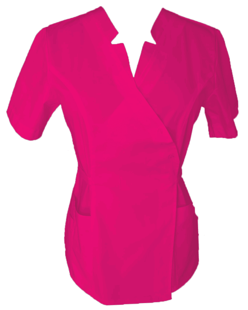 Halat Medical Pe Stil Model Imperial Tip Kimono Fucsia cu Elastan - imagine 3