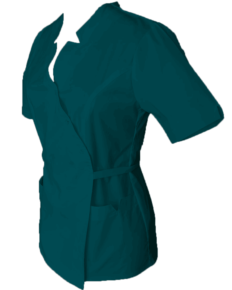 Halat Medical Pe Stil Model Imperial Tip Kimono Turcoaz Inchis cu Elastan